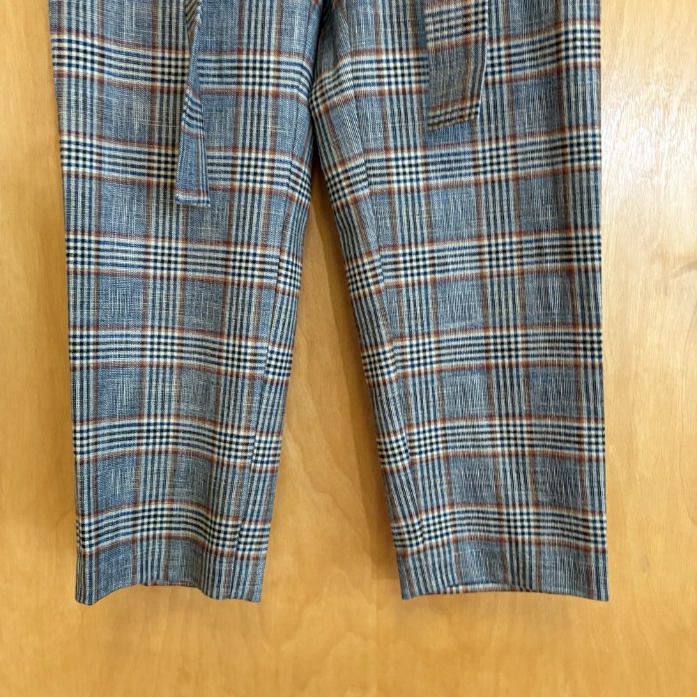 Aritzia Pants 6 Womens Wilfred Tie Front Plaid Twill Straight Leg Trouser - Picture 3 of 12